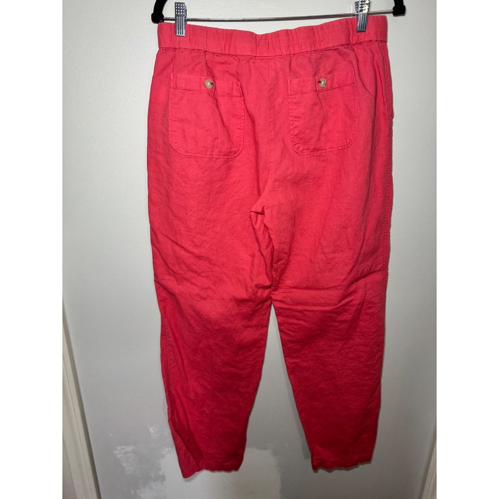 Liz Claiborne Pink Linen Blend Elastic Waist Drawstring Straight Leg Pants Small - Picture 4 of 8